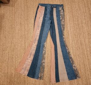 We The Free Multicolor Patchwork Flare Jeans Size 28